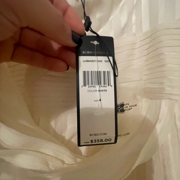 NWT-BCBG Maxazria SILK SATIN WHITE GOWN GODDESS DRESS WEDDING - Picture 6 of 7